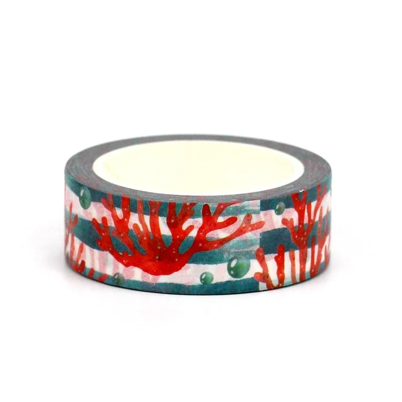 NEW 1PC 10M Decor Marine Organism Coral & Bubble Washi Tape for Scrapbooking Journaling Adhesive Masking Tape Cute Stationery