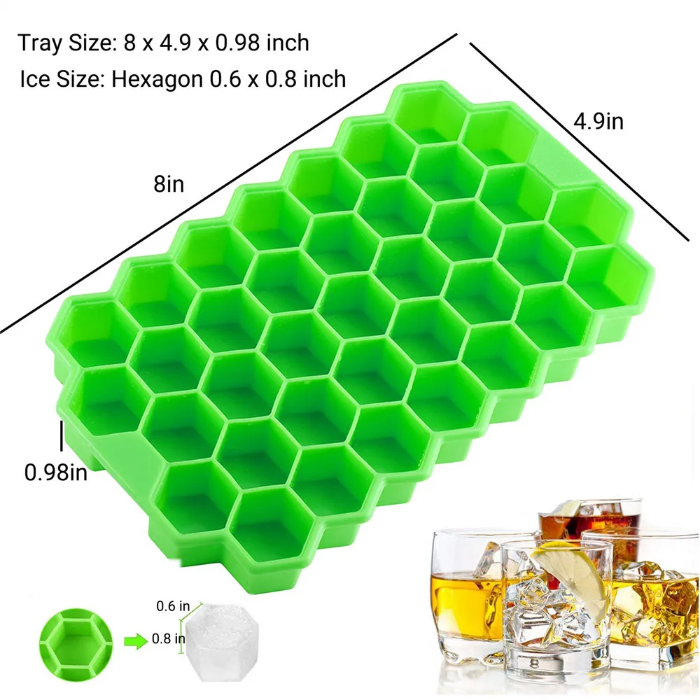 Ice Block Mold Honeycomb Silicone Ice Block Ice Tray Mould Reusable Food Grade Ice Maker with Lids for Summer Juice Wine