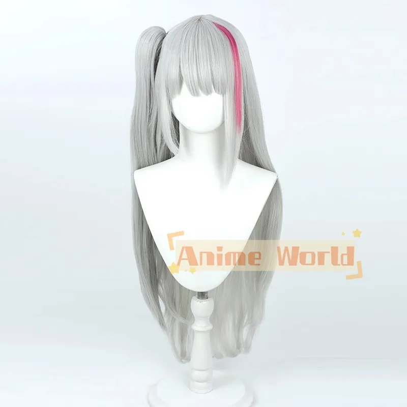 MDR Cosplay Wig Girls Frontline Gray Pink Mixed Long 70cm Heat Resistant Synthetic Hair Halloween Role Play + Free Wig Cap