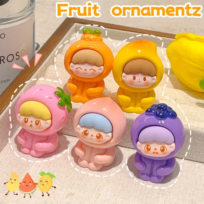 10/1PCS Mini Fruit Resin Ornaments Cute Cartoon Fruit Statue DIY Car Dashboard Home Office Desktop Micro Landscape Decoration