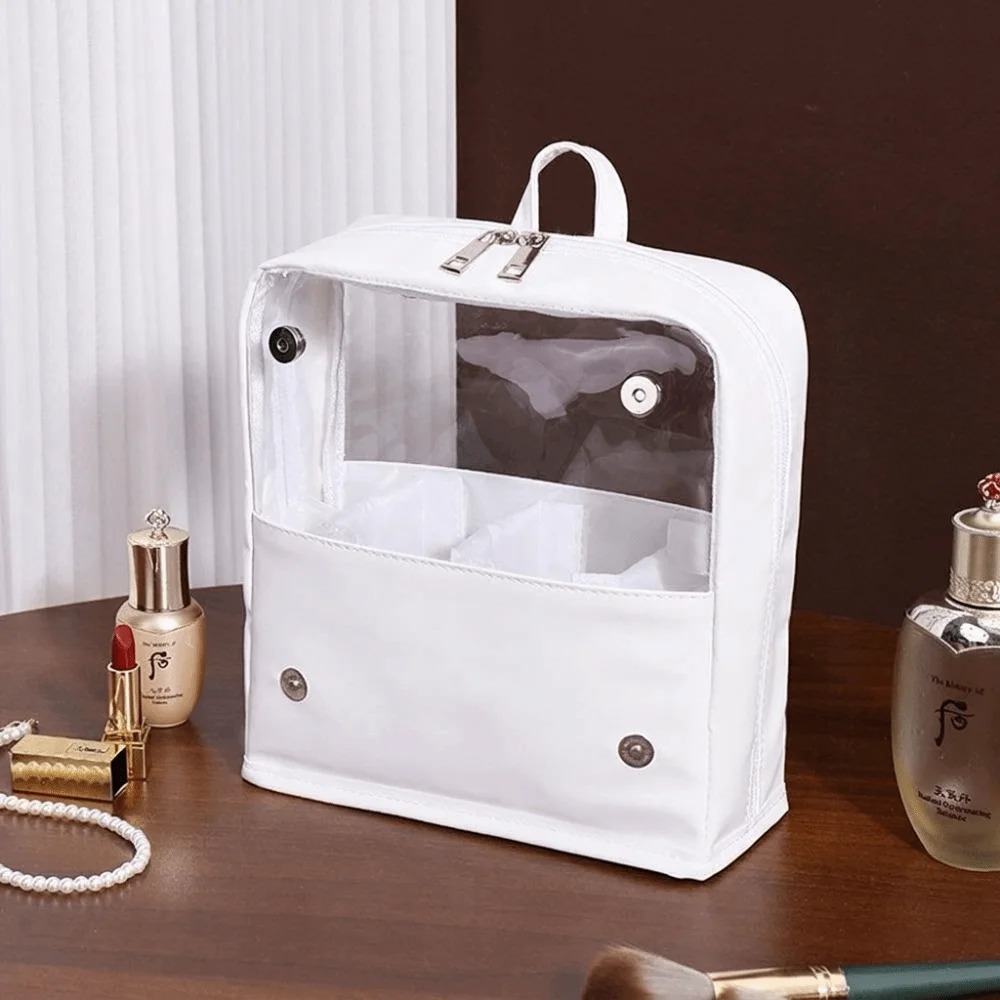 Wasserdichte, transparente Make-up-Tasche, durchsichtiger Reißverschluss, großes Fassungsvermögen, Kosmetiktasche mit Trennwänden und Griff, transparenter Organizer für Toilettenartikel – Detail 4