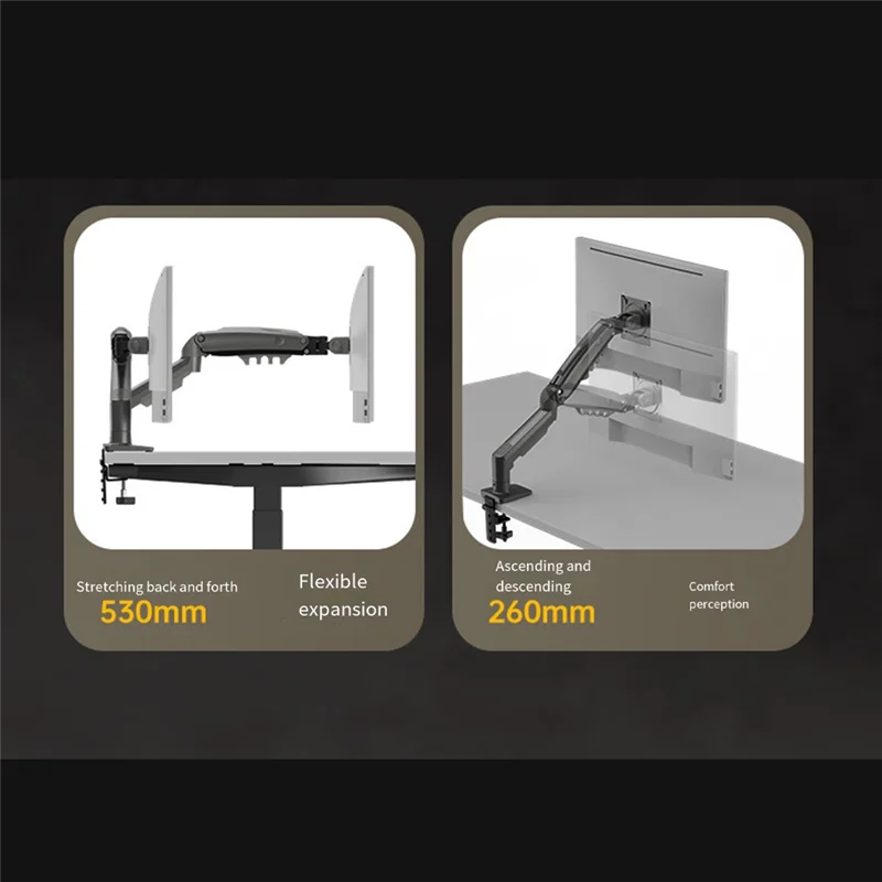 F160 เดสก์ท็อปฤดูใบไม้ผลิแขนจอภาพ 17-27 "Dual Monitor ผู้ถือ Mount Arm Full Motion ขาตั้งจอแสดงผลโหลด 2-9 กิโลกรัม B