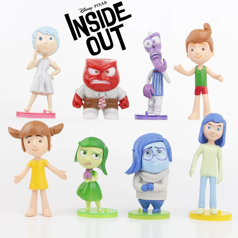 8Pcs Inside Out 2 figurine di Anime regali decorativi modelli di giocattoli per cartoni animati decorazioni per torte ornamenti da tavolo bambole Action Figures