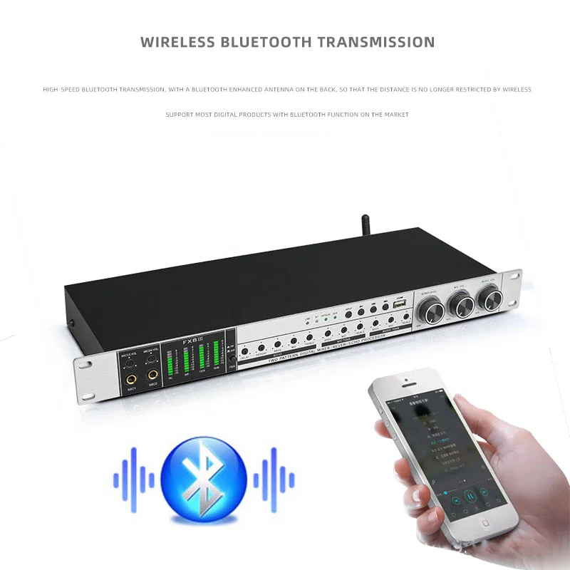 Paulkitson fx8iii processador de efeitos de eco de áudio digital profissional dsp karaoke microfone sem fio pré-efeitos processador de áudio
