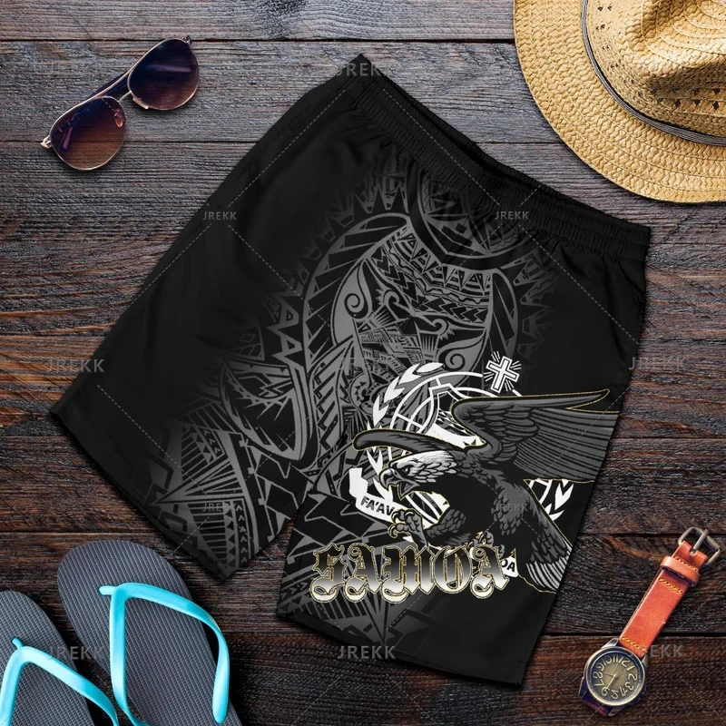 Vintage 3D Samoa Emblem Print Beach Shorts Kid Fashion Streetwear Board Shorts Unisex Cool Swimming Shorts Mens Swimming Trunks