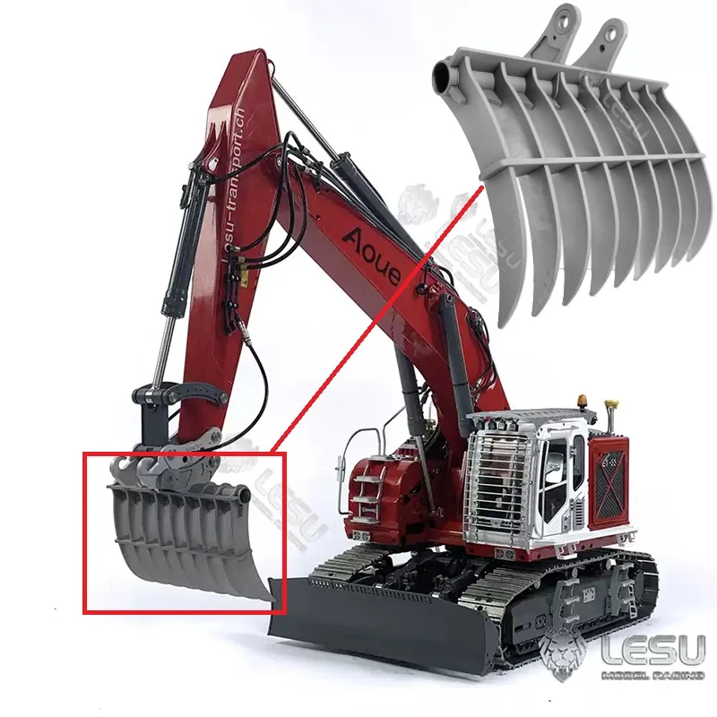 1/14 Scale Excavator Bucket Rake LESU Model ET35 Modified Quick- Detachable Metal DIY Upgrade Kit for Excavators Car accessories