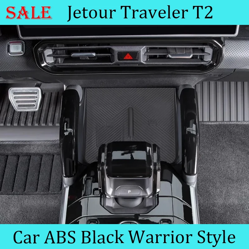 Fit for JETOUR Traveler T2 2023-2024 Car Gear Knob ABS Black Warrior Style Central Control Armrest Trim Interior Accessories