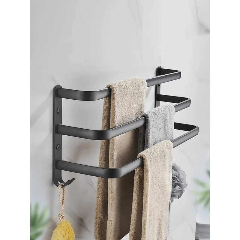 Wall‑Mounted Towel Hanger, Rack, Bathroom Accessories, Towel Bar Rail, Shower Holder Hook