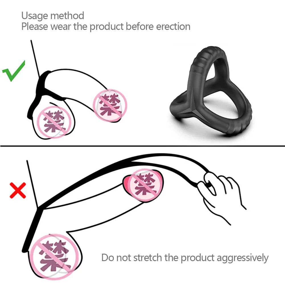 Black Silicone Cock Ring Delay Ejaculation Semen Lock Ring Reusable Cockring Men Penis Ring Sex Toys for Couples