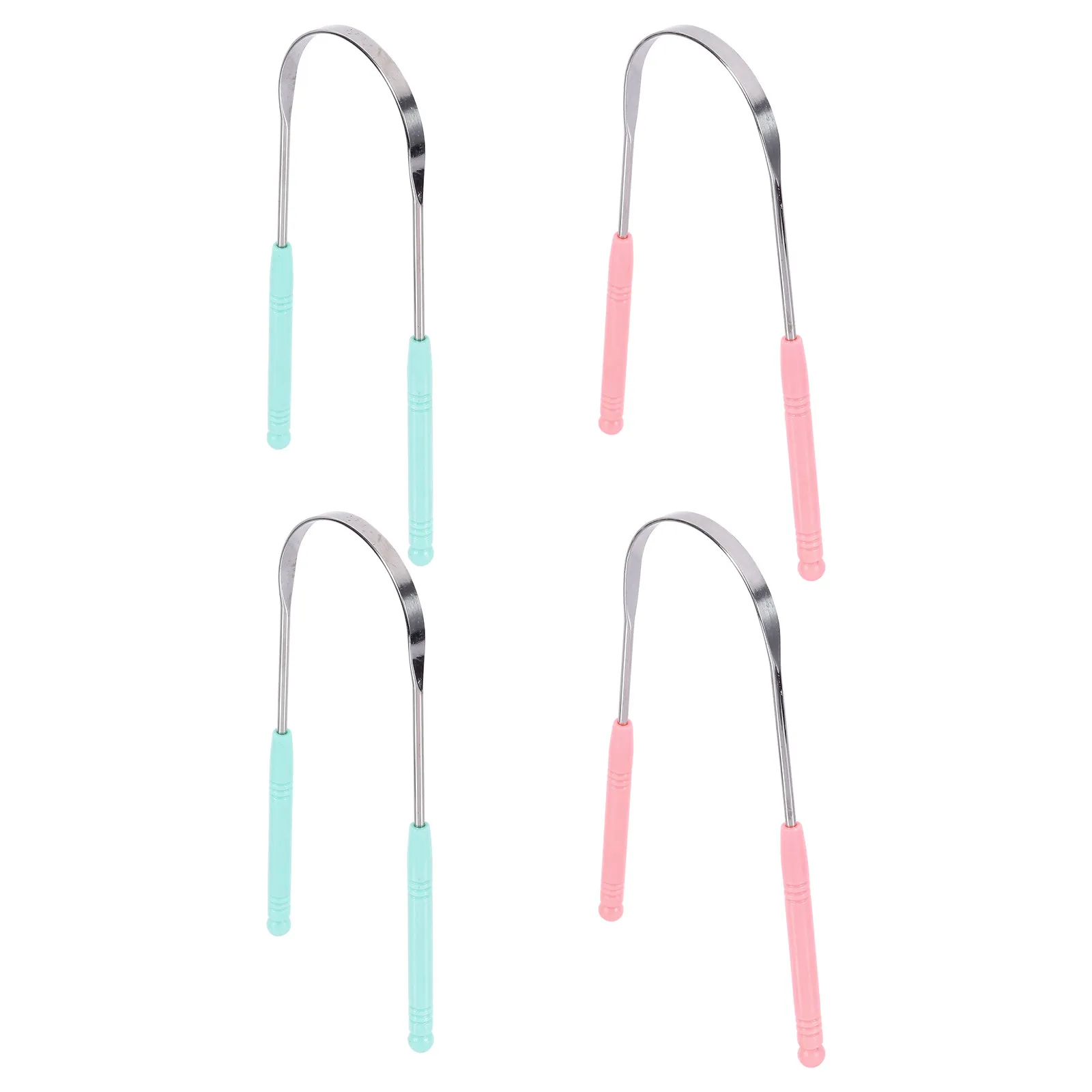 4Pcs Tongue Scraper Stainless Steel U Shape Ergonomic Handle Easy Use Home Oral Cleaning Tool Effective Debris Remover