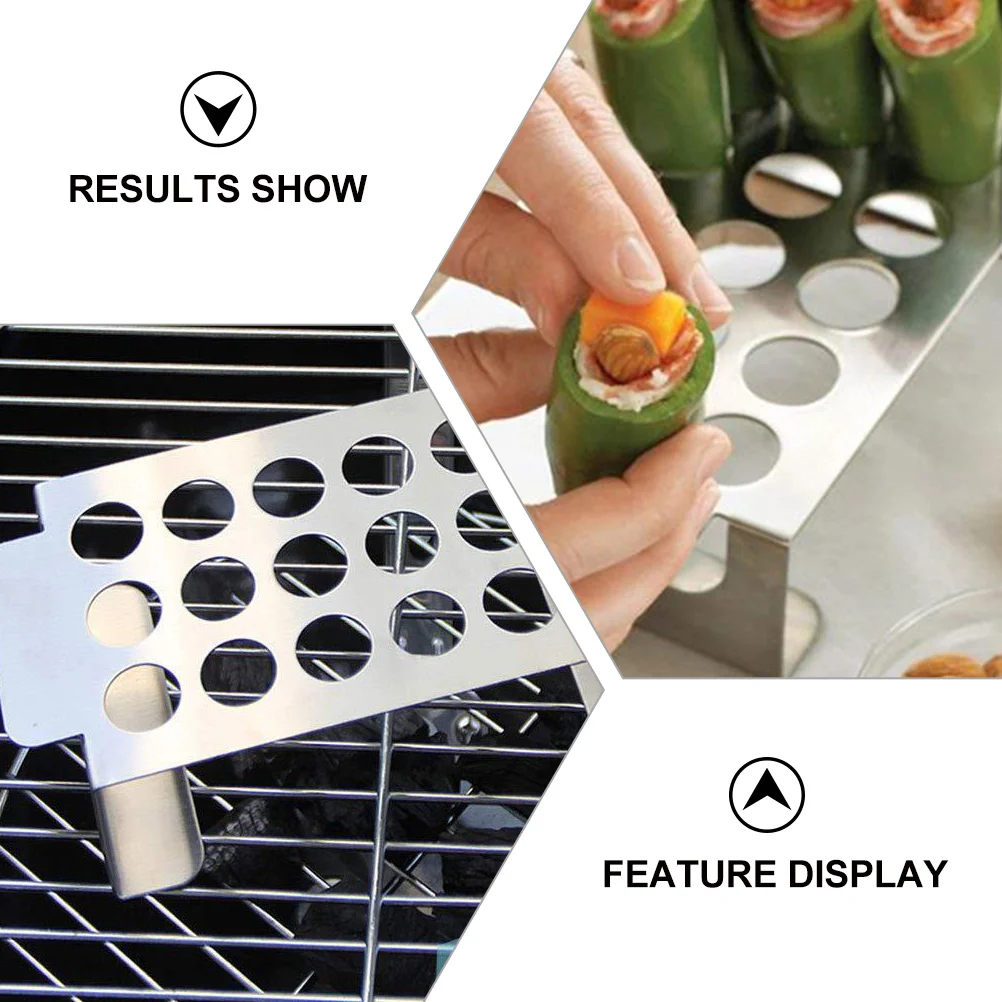 

Stainless Steel Jalapeno Grill Rack Premium Multi Purpose Barbecue Rack for Roasting Chicken Wings Chili Pepper Outdoor Use