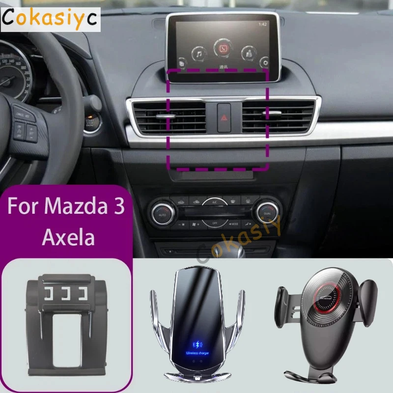 Suporte para Telefone de Carro com Carregador Sem Fio para Mazda 3 Axela 2014 2015 2016 2017 2018 2019, Suporte Fixo Especial para Celular