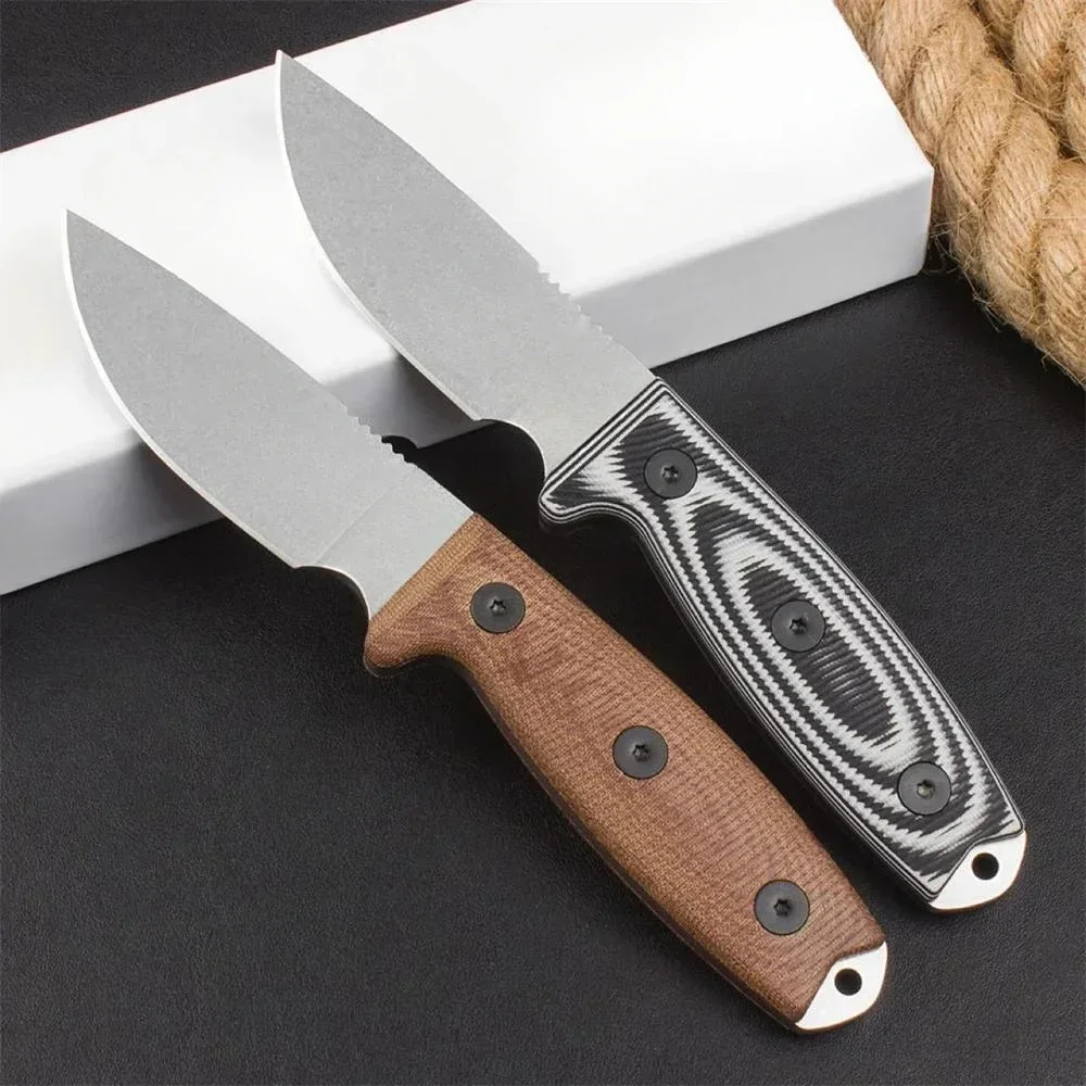 Tactical Straight Knife 9Cr18mov Blade G10/Linen Handles Outdoor Combat Military Survival EDC Tool Fixed Blade Knife with Sheath