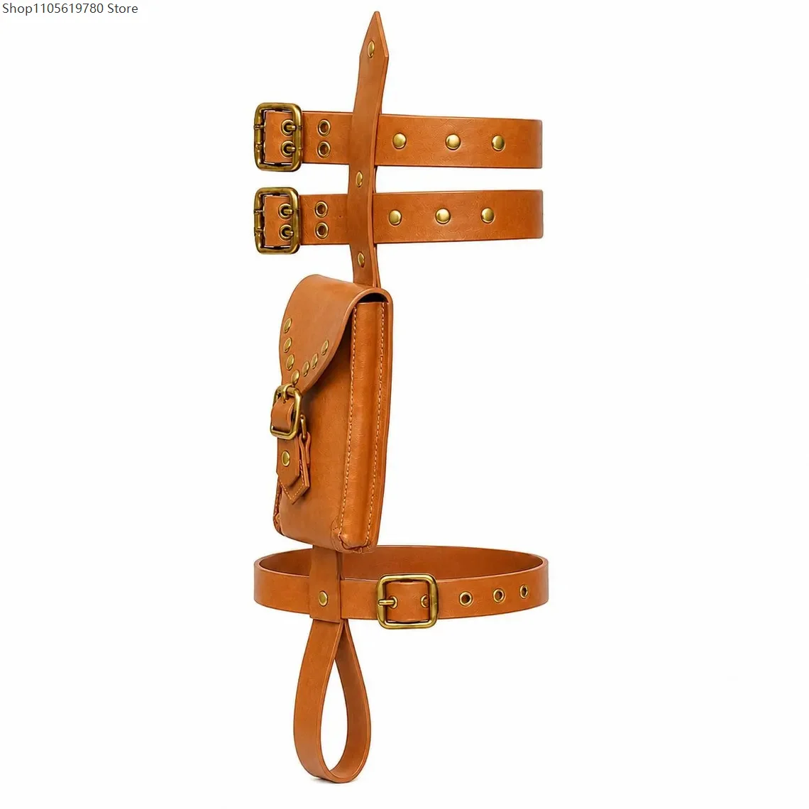 Medieval Steampunk Cosplay Accessory Leather Leg Bag Harness With Single Pouch Adjustable Metal Buckle For Carnival Party Decor 5