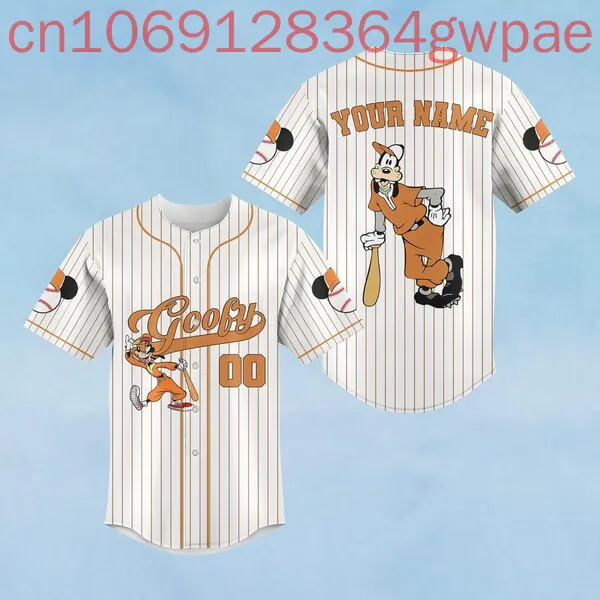 ส่วนบุคคล Disney Goofy เบสบอลเสื้อผู้ชายผู้หญิงเด็กเสื้อฤดูร้อนสบายๆกีฬาแขนสั้นเสื้อเบสบอล