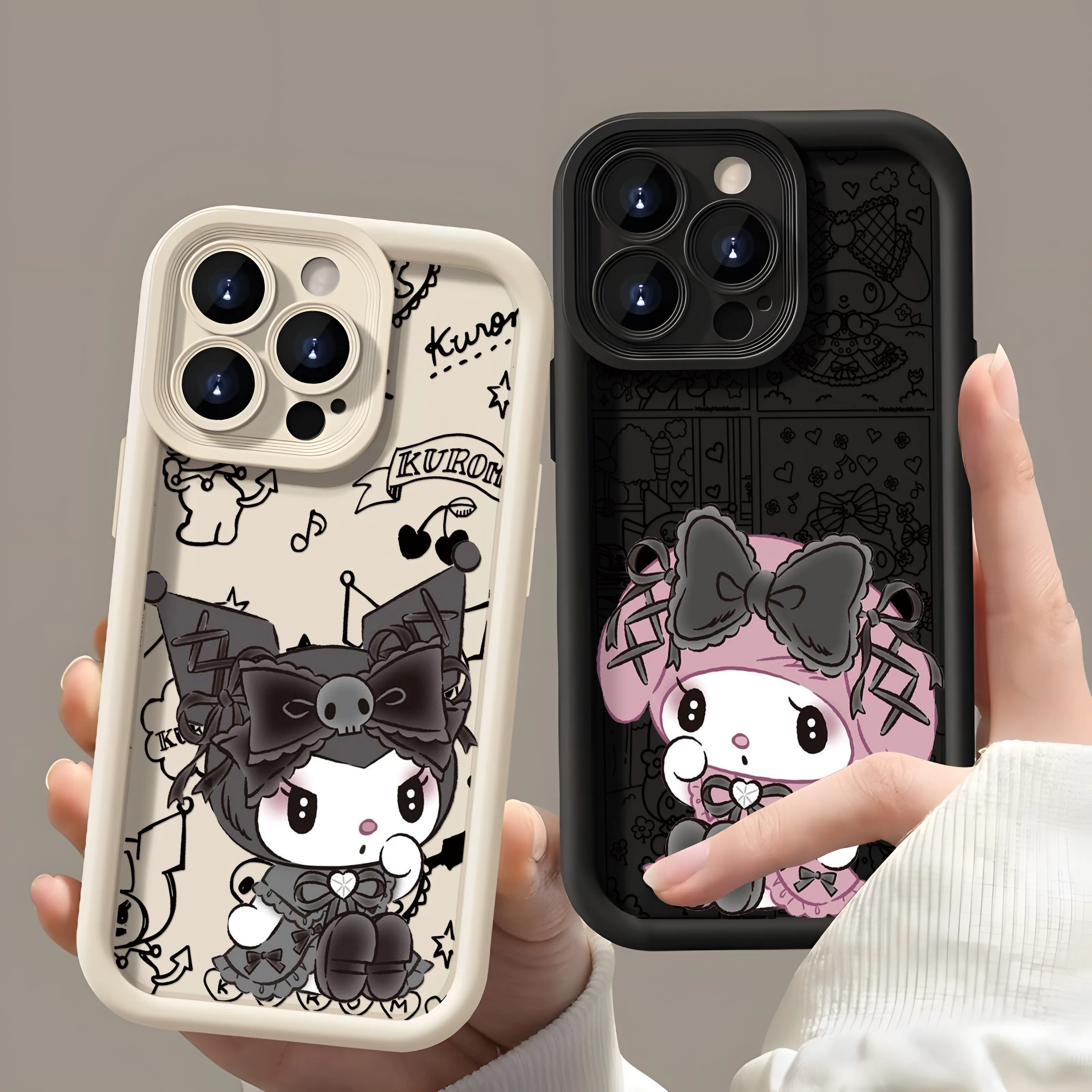 Hellos Kittys Kuromis Melodys Phone Case for IPhone 16 15 14 13 12 11 Pro Max Mini XR XS X 7 8 Plus Soft TPU Back Cover Fundas