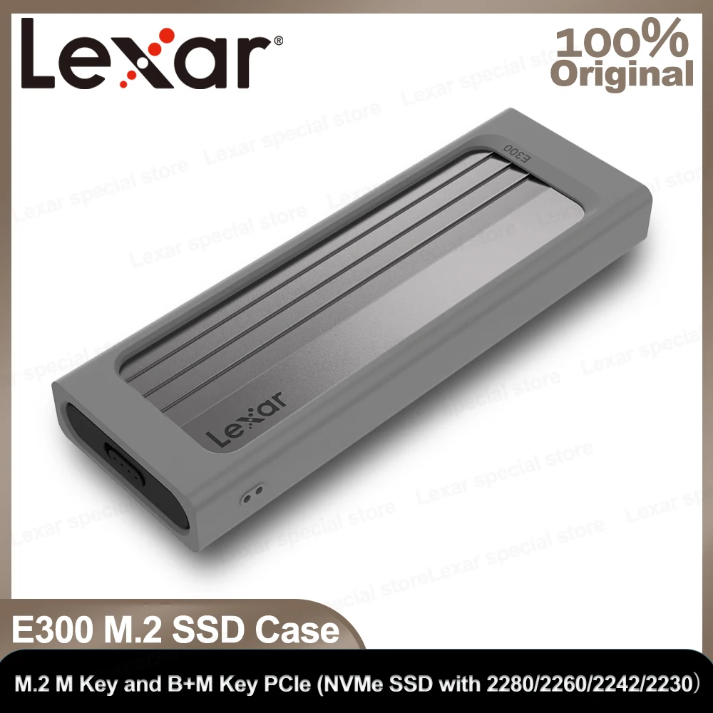 Lexar E300 M.2 SSD Enclosure USB 3.2 Gen 2 Type-C Mobile External Hard Disk Case NVMe SSD for 2230 / 2242 / 2260 / 2280 Original