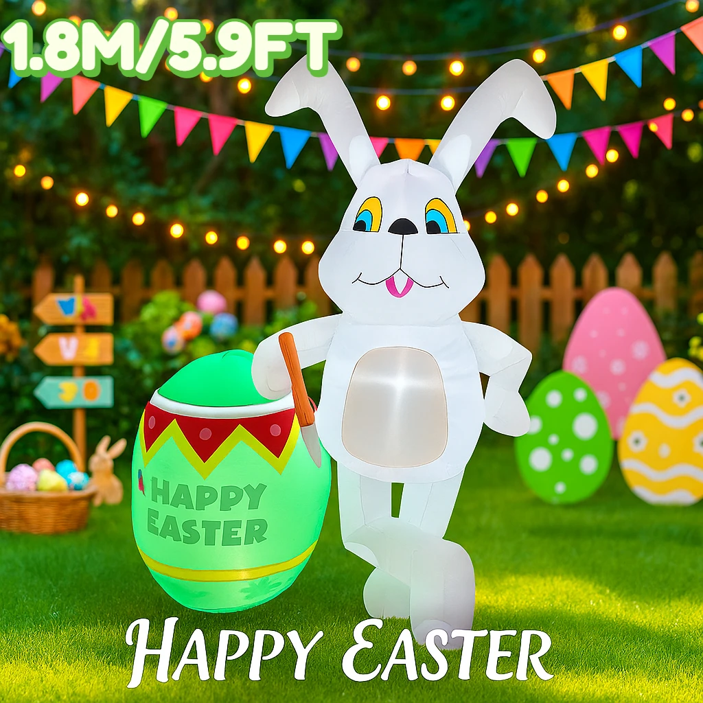 

1,8 м/5,9 футов надувная игрушка Пасхальный декор «сделай сам» Праздник Фестиваль Кролики Рели на пасхальном яйце Декор Садовый двор Светодиодный светильник Орнамент Подарок