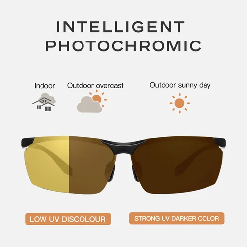 Imagen 2 del producto CAPONI gafas de sol de visión nocturna para hombre, gafas de sol fotocromáticas UV400 HD para conducir deportes, gafas de sol de aleación de carbono, protección de ojos BSYS8780 gafas de sol hombre gafas de hombre