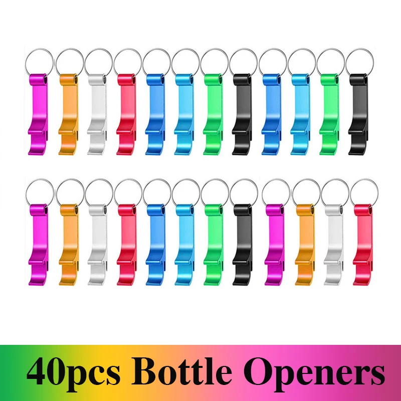 40Pcs Bottle Opener Keychain Aluminum Beer Bottle Openers Metal EDC Soda Keyring Tool Gift