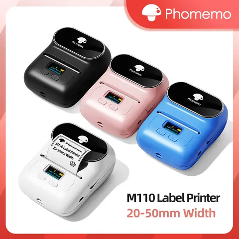 Phomemo M110 휴대용 라벨 프린터 모바일 포켓 태그 가격 라벨 스티커 프린터 용 미니 열 자체 접착 스티커 프린터