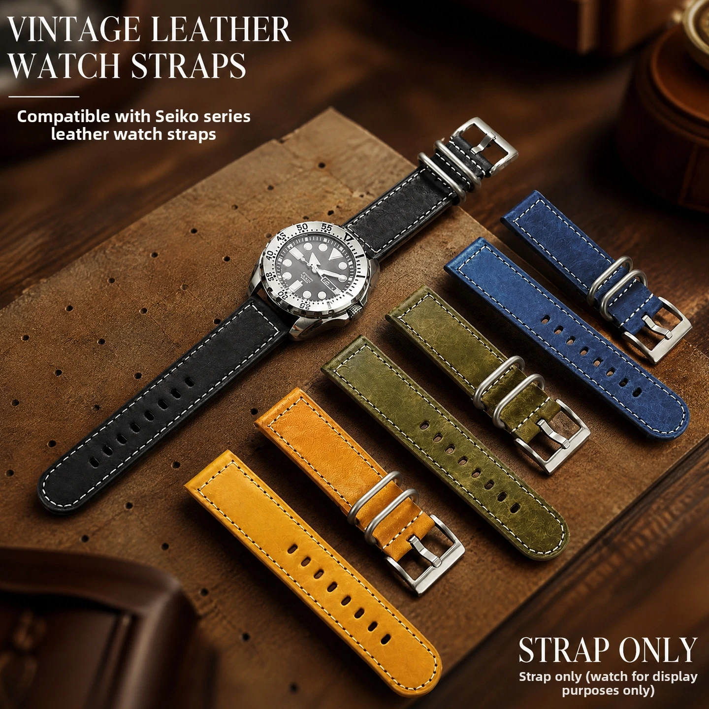 22mm 24mm Genuine Leather WatchBand For Seiko NO 5 Abalone Turtles Prospex SRP777 773 SRPC25 tudor Breitling Watch Strap accesso