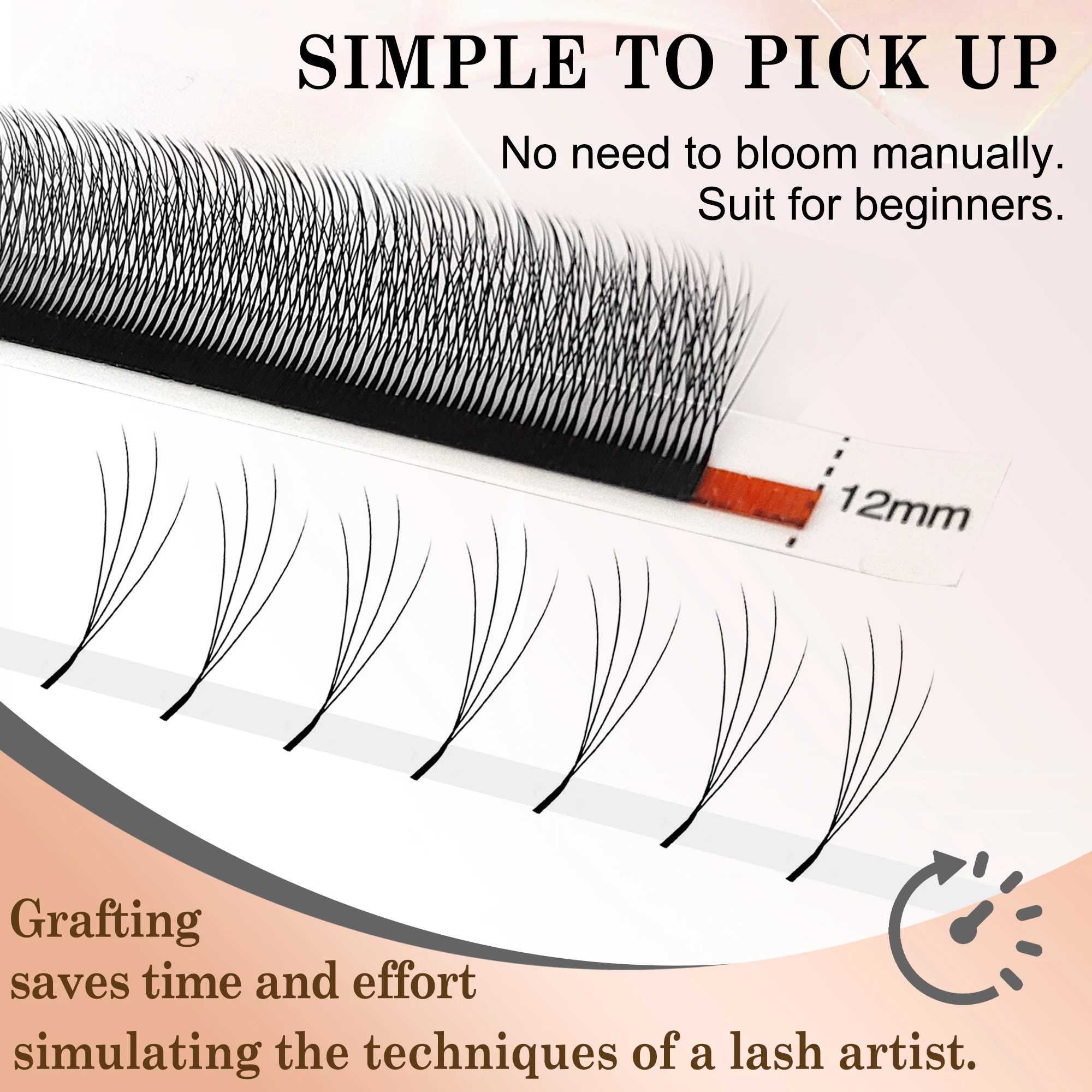 CoMango Smalle 4D W-vormige Russische volume wimperextensions, kant-en-klare wimperwaaiers, natuurlijke nepminkwimpers, make-upproducten