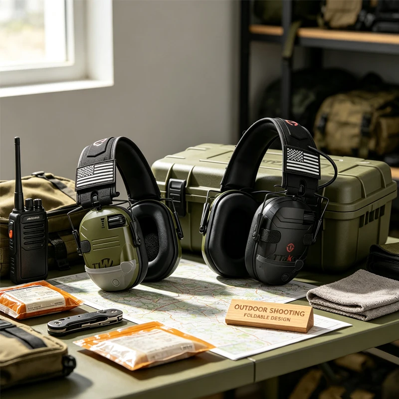 W1/W3 Electronic Shooting Earmuff Anti-noise Headphone Sound Amplification Hearing Protection Headset Foldable（BT Optional）