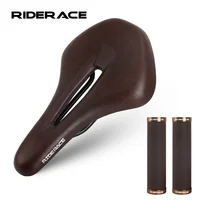 RIDERACE-sillín de bicicleta hueco, asiento de bicicleta de montaña, esponja de cuero PU, cómodo, suave, a prueba de golpes, cojín Retro para Ciclismo de Carretera de montaña