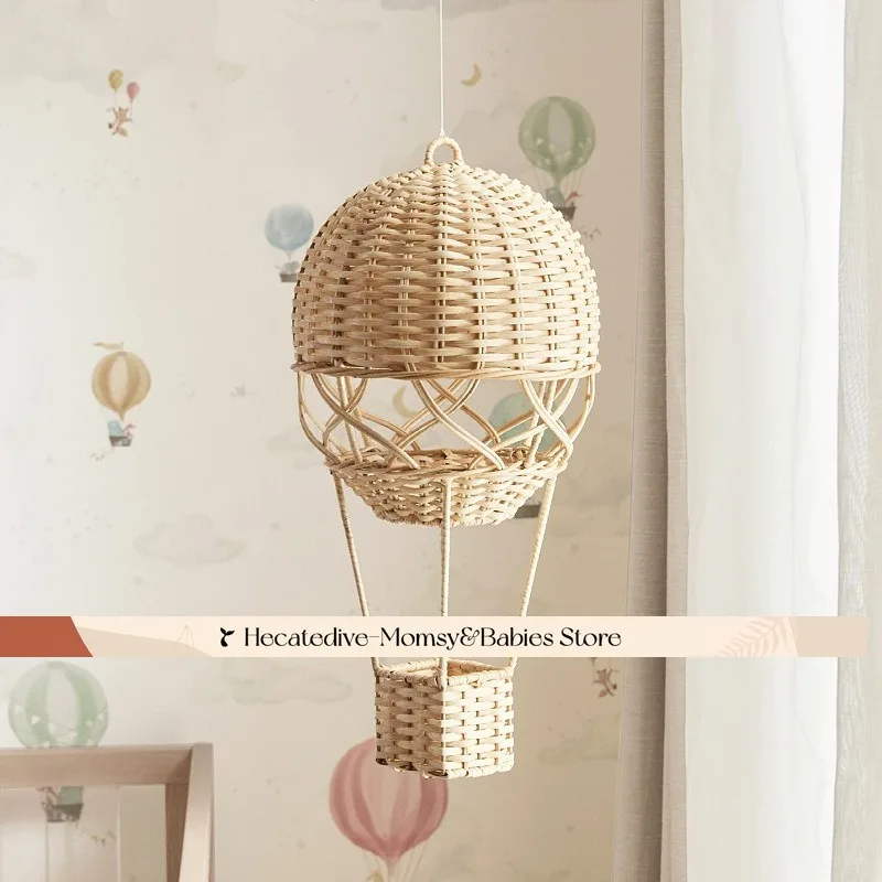 【Must Have】dekoracje wiszące do pokoju dziecięcego Ręcznie tkany rattanowy balon wiszący w stylu boho do pokoju dziecięcego z organicznymi krzywiznami ​   balony na gorące powietrze