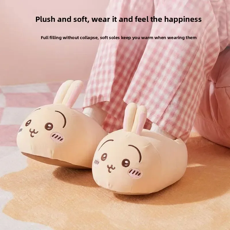 

Kawaii ckw Plush Slippers Cute Cartoon Warm Winter Indoor House Shoes Cozy Soft Slippers for Fans Usagi Hachiwera