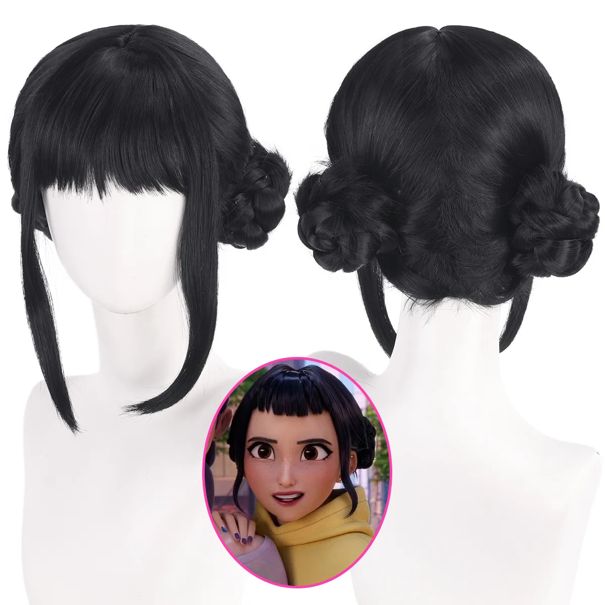 Zoey Cosplay Wig 33cm Black Hair Bundles Halloween Party Performance Costume Accessories Women Stage High Temperature Silk Wig