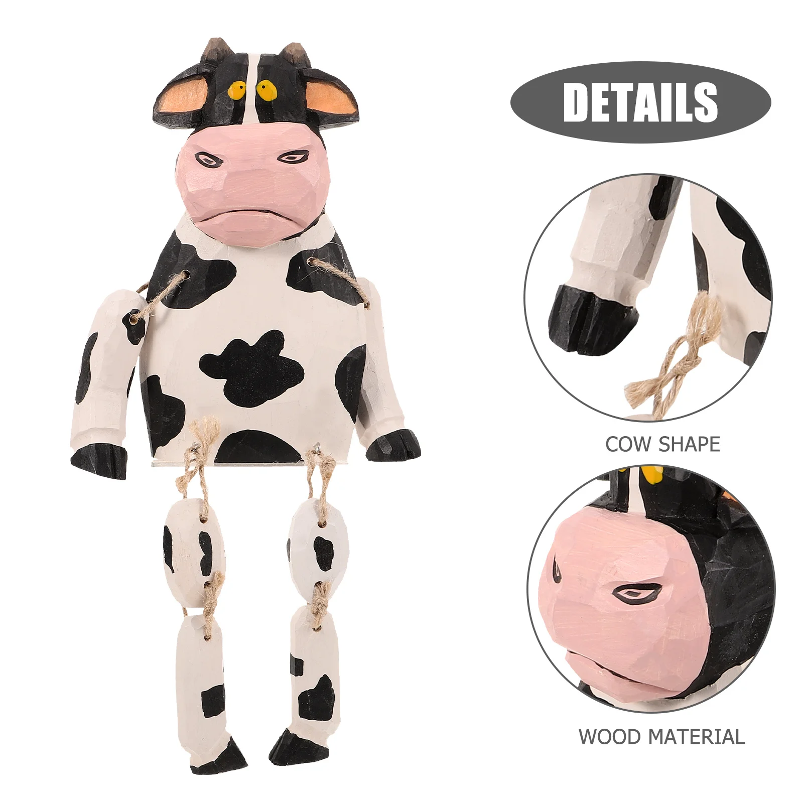 

Cow Decor Wood Material Delicate Adornment Happy Feeling Cake Easter Decoration Small Garden Crafts Cow Statue