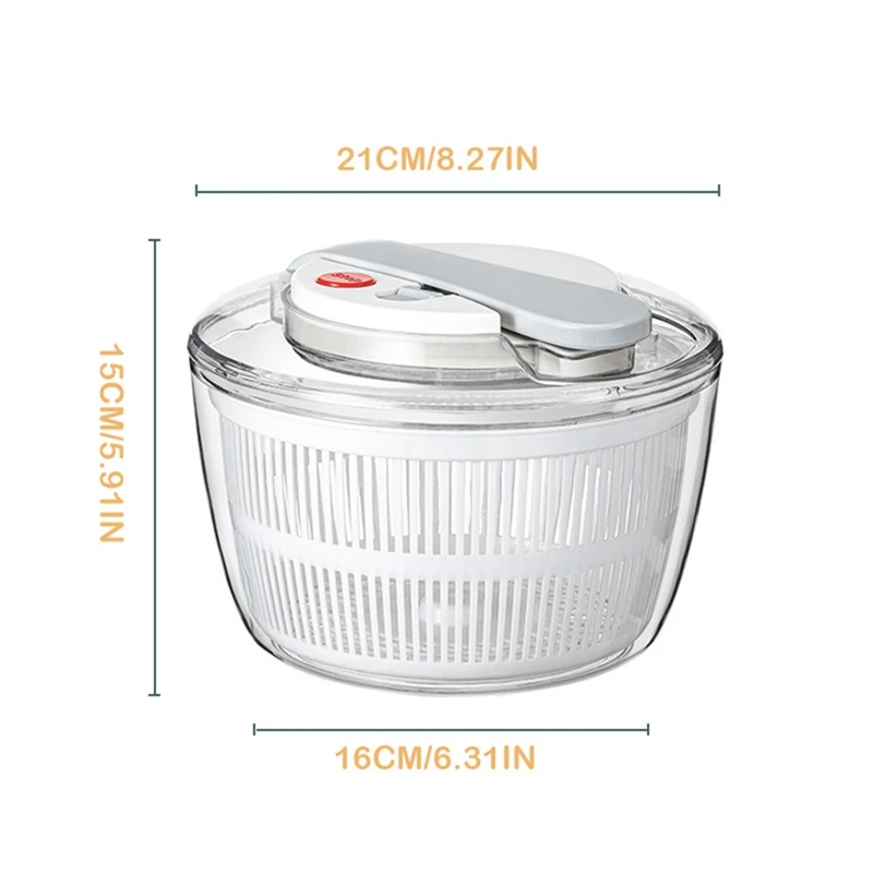 Salad Spinner Manual Lettuce Spinner For Vegetable Prepping, 1-Handed Pump Fruit Spinner Dryer Fruit Washer