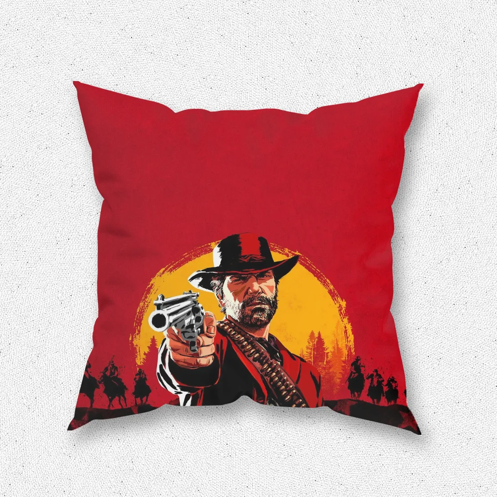 R-Red D-Dead Redemption 2 Pillow Case For Home Bedroom Room Decoration Living Room Sofa Cushion Cover Suitable