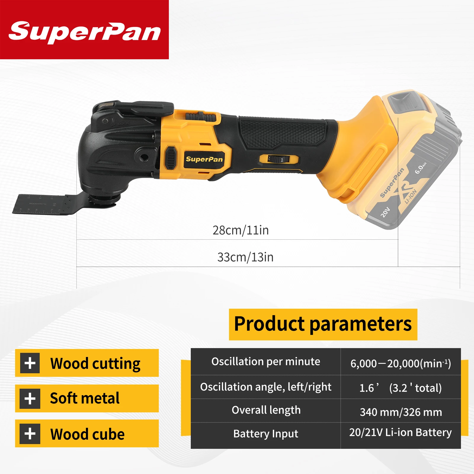 Superpan Professional Brushless Oscillating Multi-Tool, Quick Release, Works for Dewalt 20V Battery, Electric Cutter Tool