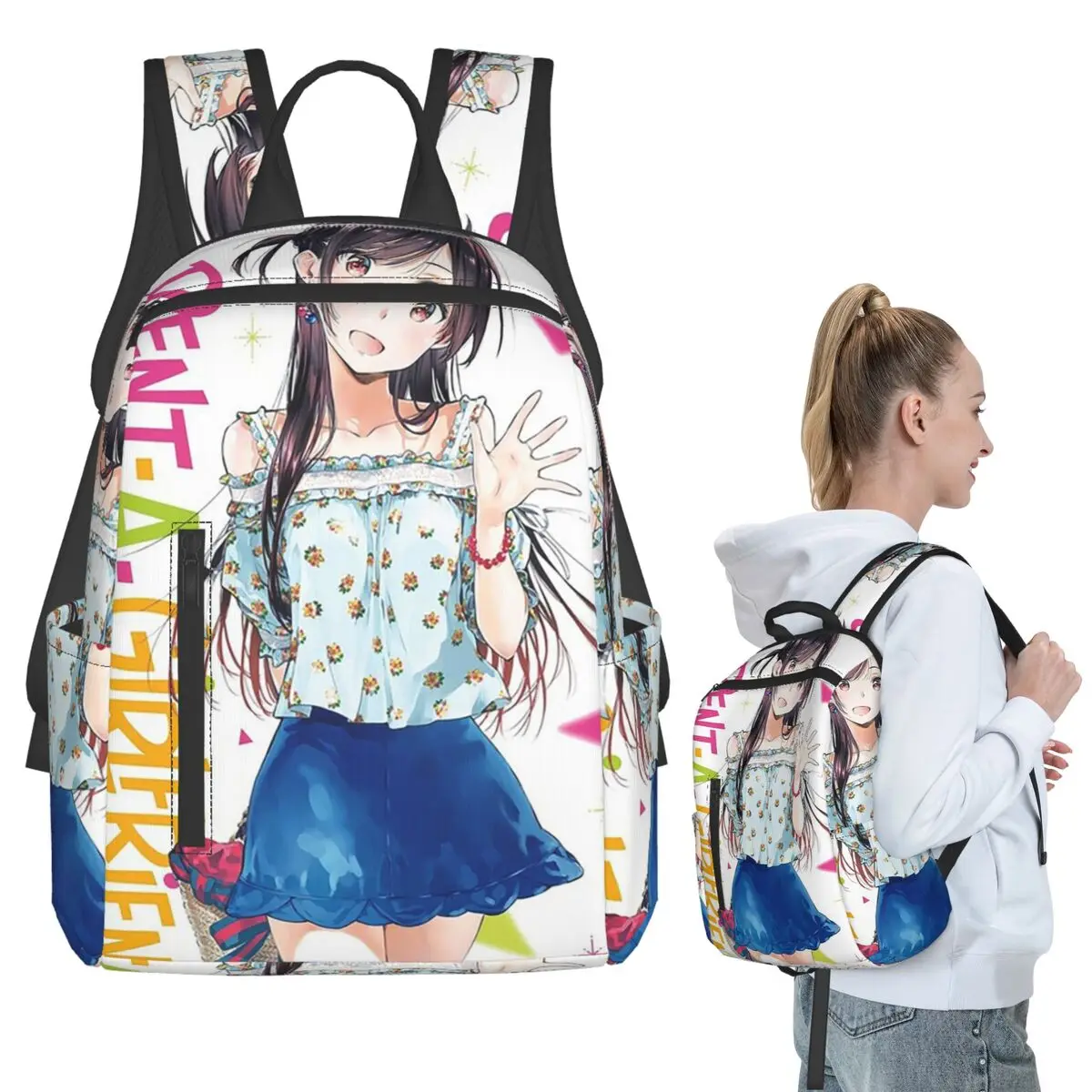 

Anime Rent A Girlfriend Backpack Student BookBag Children School Bag Laptop Shoulder Bags Men Women