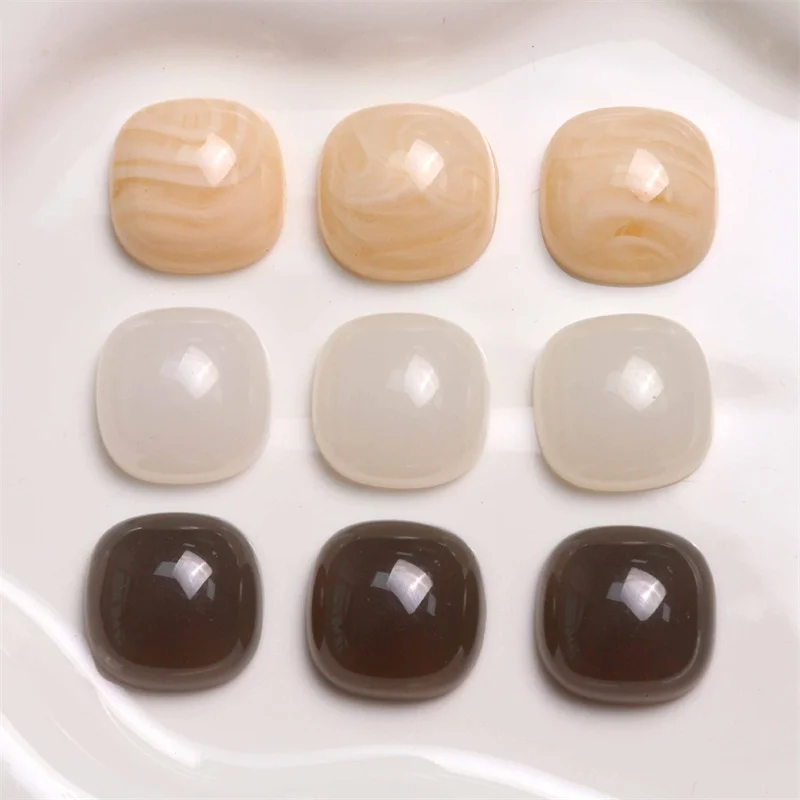 Newest 100pcs/lot 20mm color print geometry square shape resin cabochon beads diy jewelry garment/hair accessory