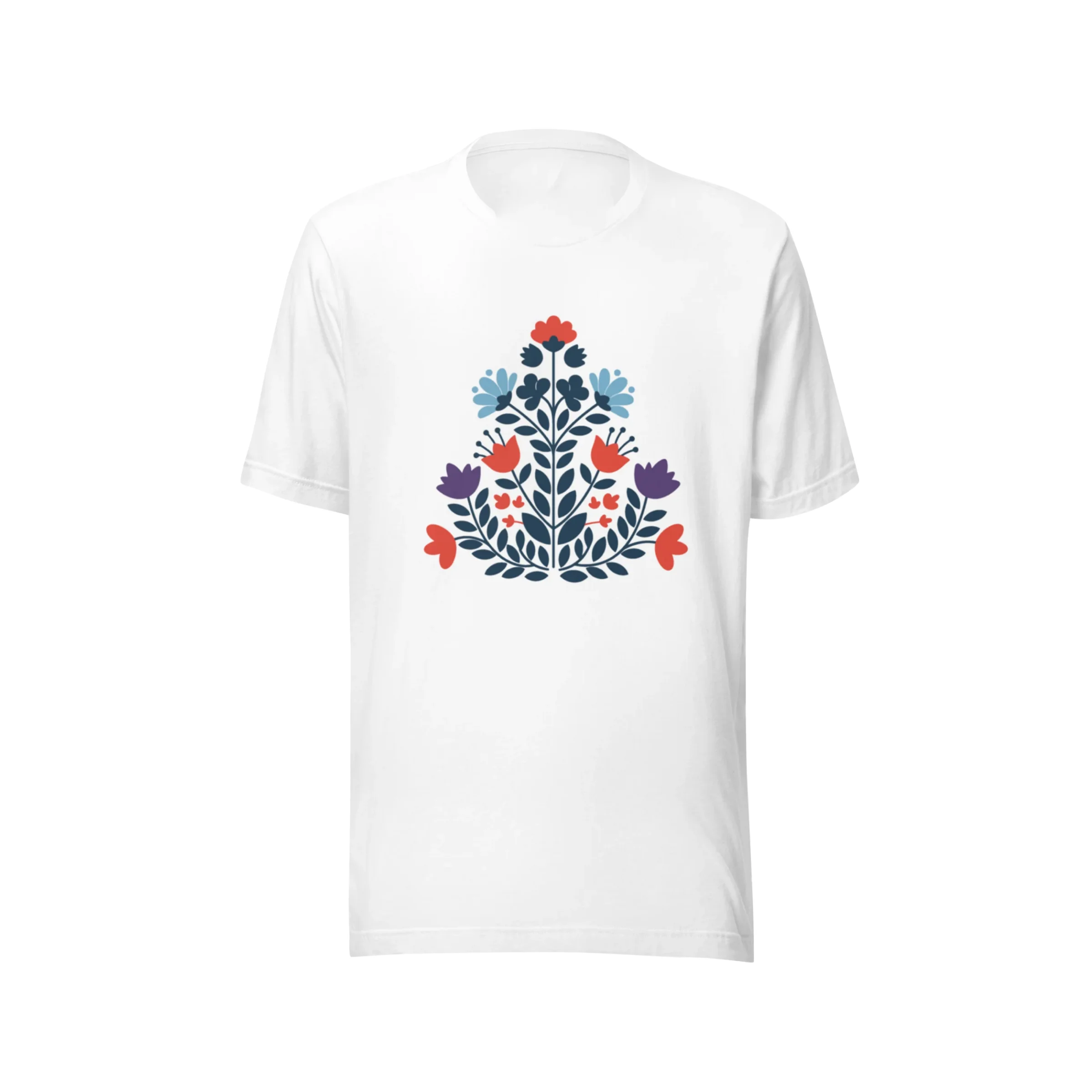 

Elegant Folk-Inspired Floral T-Shirt Summer Luxury Brand Pure Cotton Unisex High Quality Tops Loose and Versatile Short Sleeves