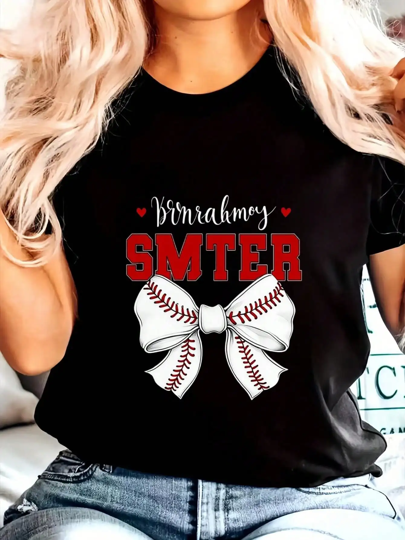 100% Cotton Baseball Sister Vintage Sport Lover Sister Mothers Day T-Shirt.Png