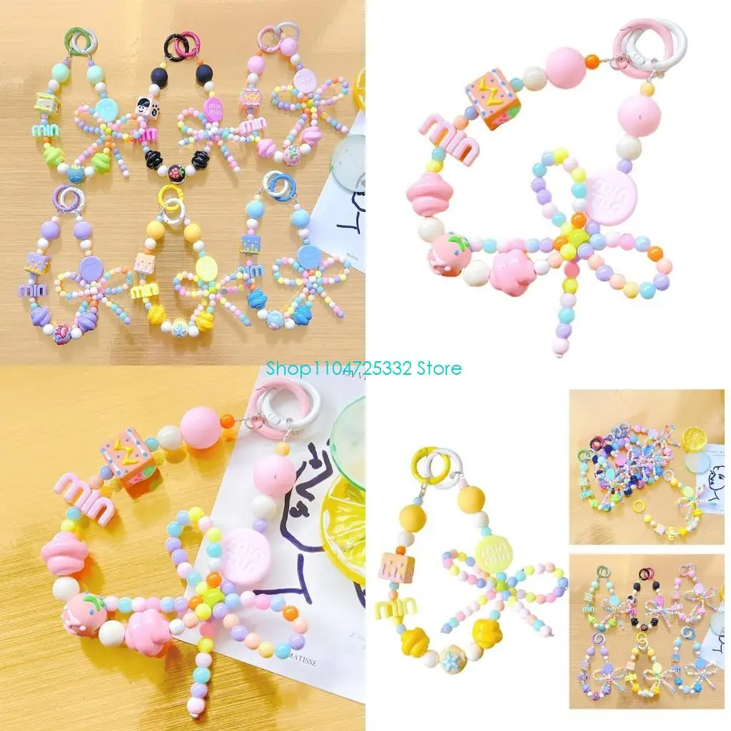 

P5EA Women Girls Cellphone Pendant Hanging Cord Elegant Plastic Beaded Telephone Strap Jewelry Fashion Accessory