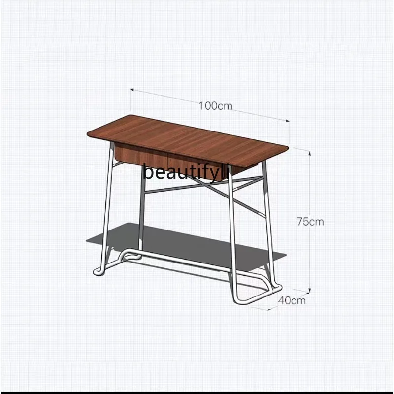 Table IQUE Table Nordique Mid-Prairie pour Chambre à Coucher, Bureau d'Étude, Commode Simple, Table de Rangement en Acier Inoxydable avec MEL
