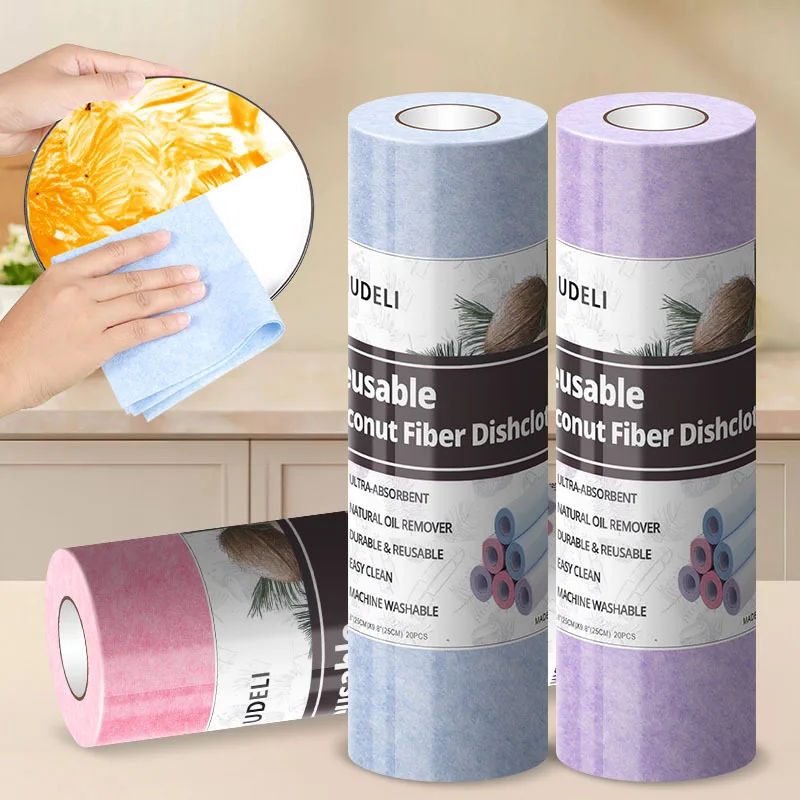 Rollo de paño de limpieza perezoso de microfibra desechable de secado rápido súper absorbente para cocina, plato a prueba de aceite, paño de limpieza en forma de lágrima