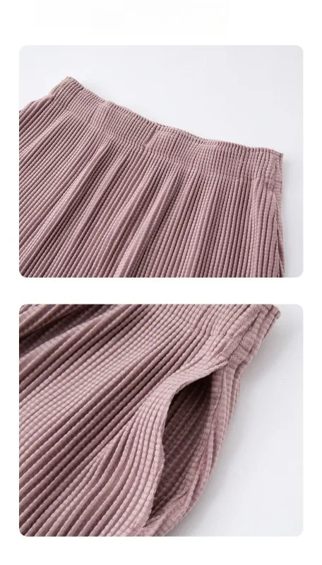 Miyake Pleated 2026 Autumn New Original Solid Color Pleated Skirt Women Fashion Casual Elastic High Waist A-line Skirt Pleat