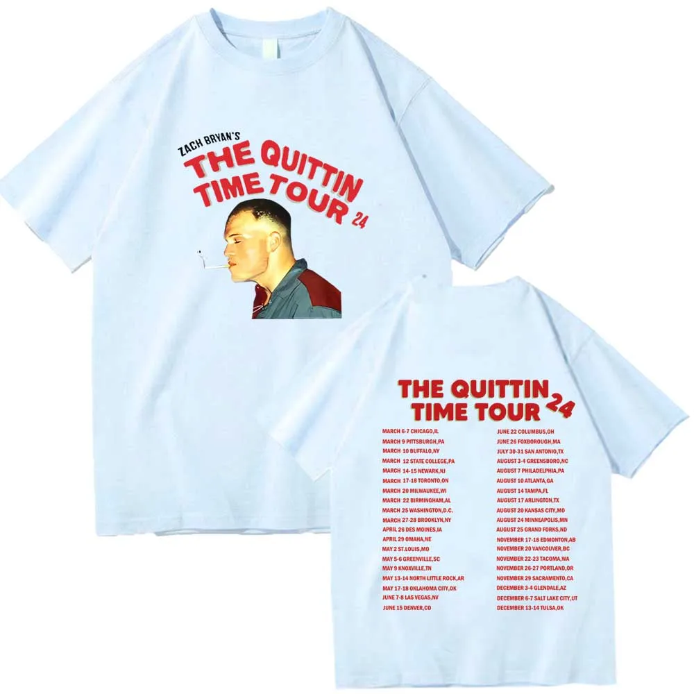 Zach Bryan The Quittin Time Tour 2024 T-Shirts Unisex Harajuku O-Neck Short Sleeve Shirts Fans Gift