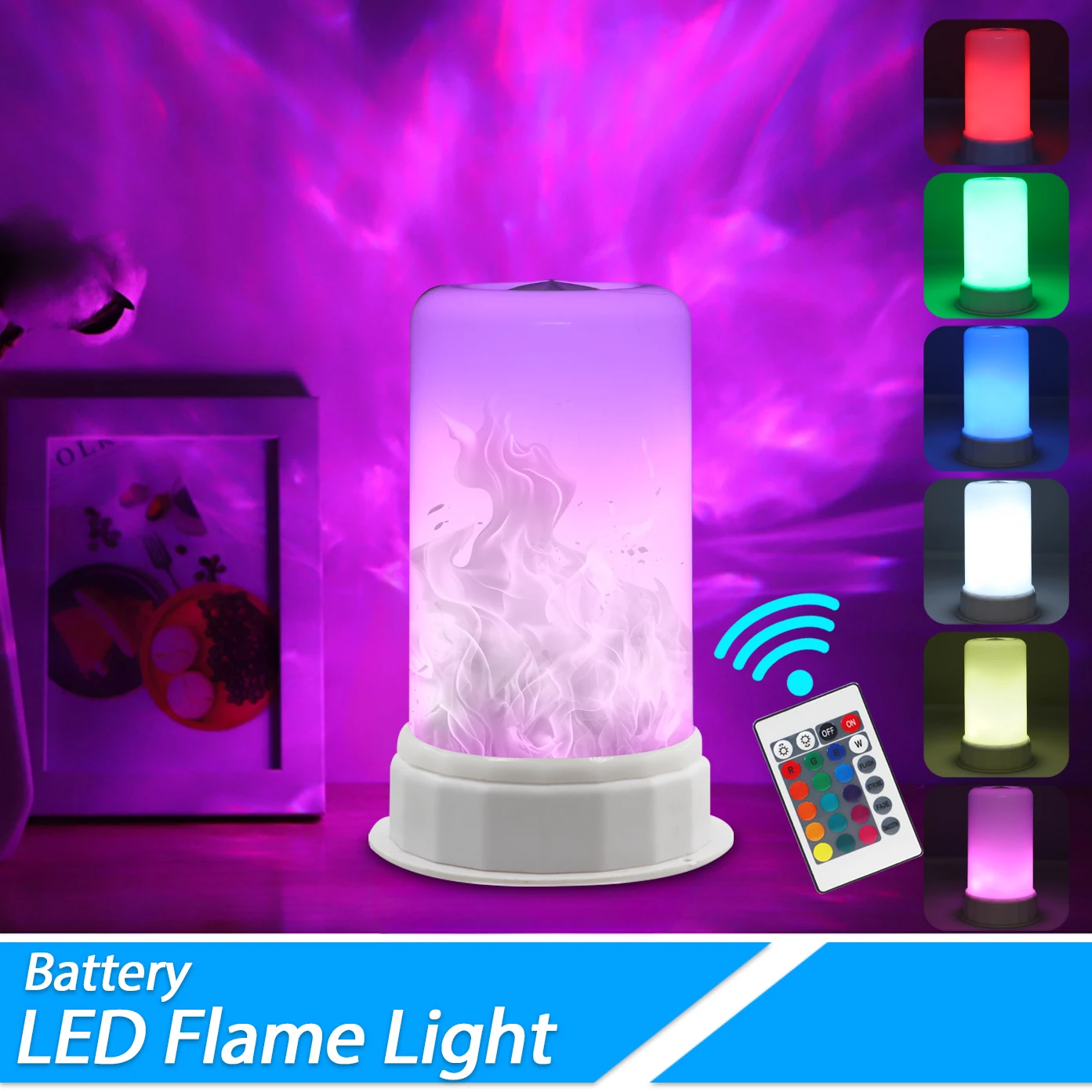 

16 цветов светодиодный светильник с эффектом пламени RGB с дистанционным управлением для Хэллоуина, Рождественской вечеринки, украшения в помещении, светодиодные ночные огни