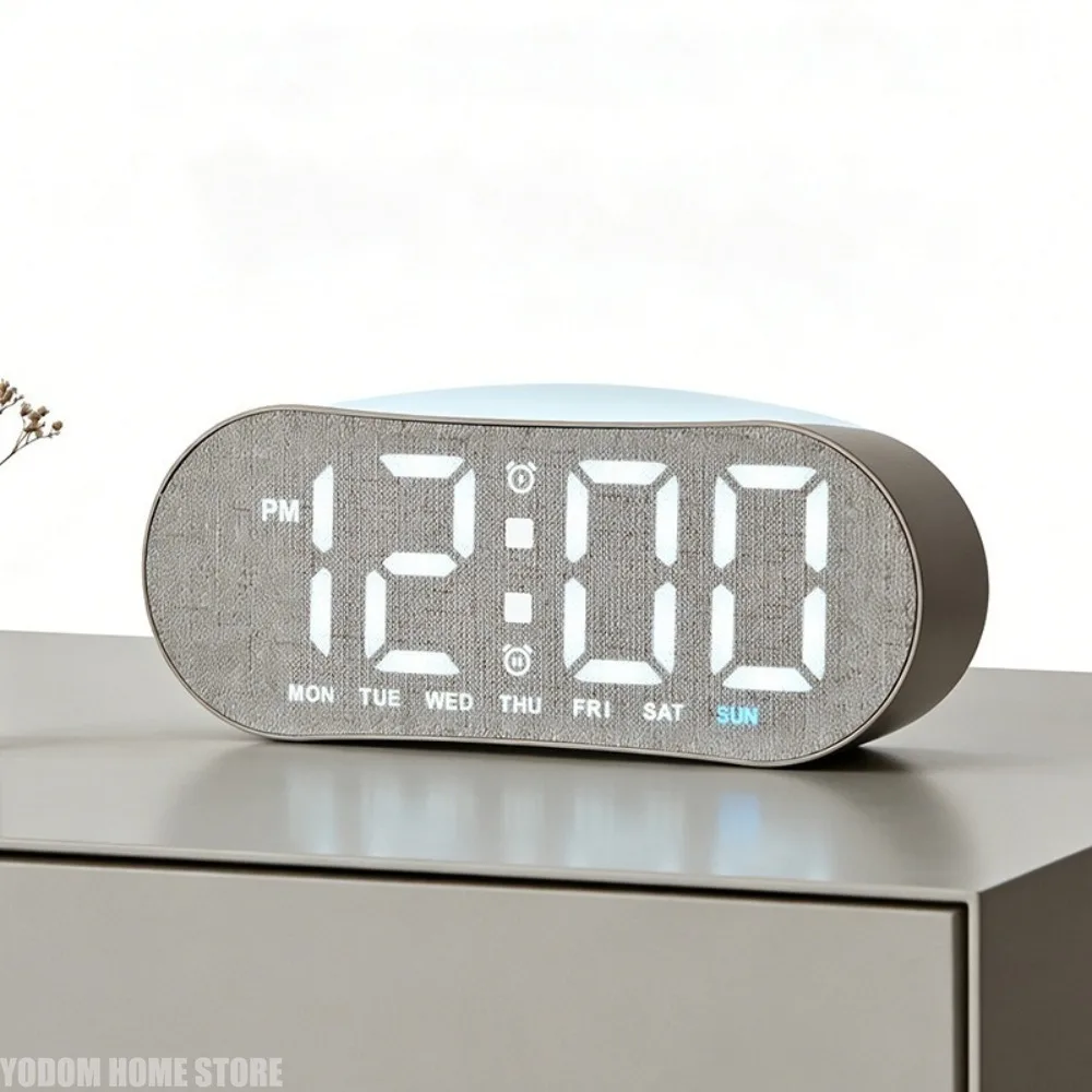 LED Digital Alarm Clock Temperature Week Date Display 2 Alarms Electronic Snooze Table Clock with Ambient Light 12/24H