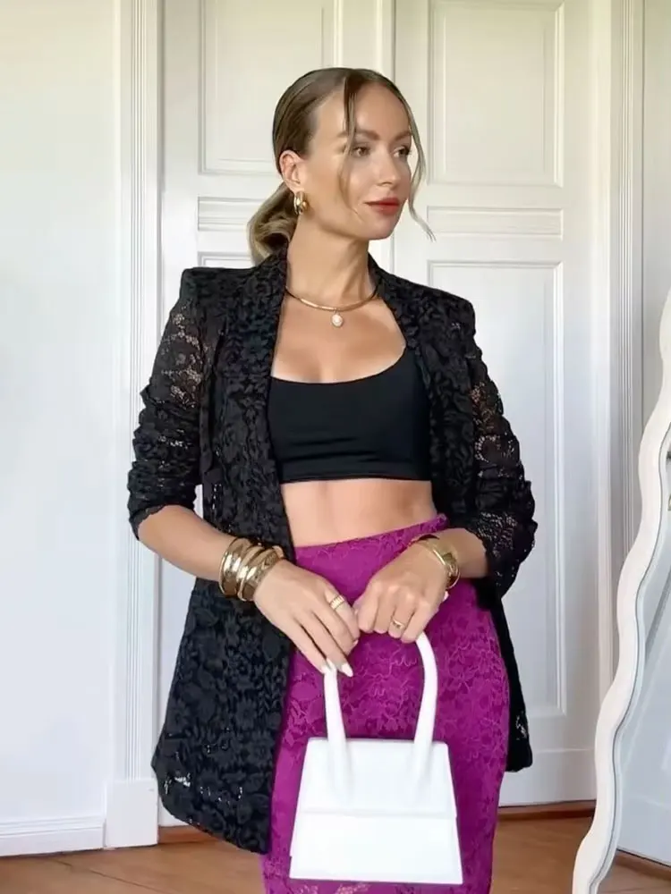 

HH элегантное женское тонкое пальто с длинными рукавами и карманами, женское однотонное кружевное полое украшение с одной пряжкой и лацканами, верхняя уличная одежда