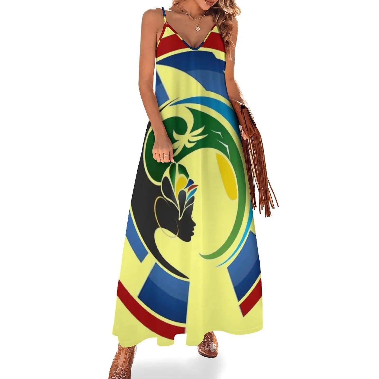 HAITI : Ultra-modern Travel Advertising Logo Print Sleeveless Dress dresses ladies 2025 summer clothing women summer 2025