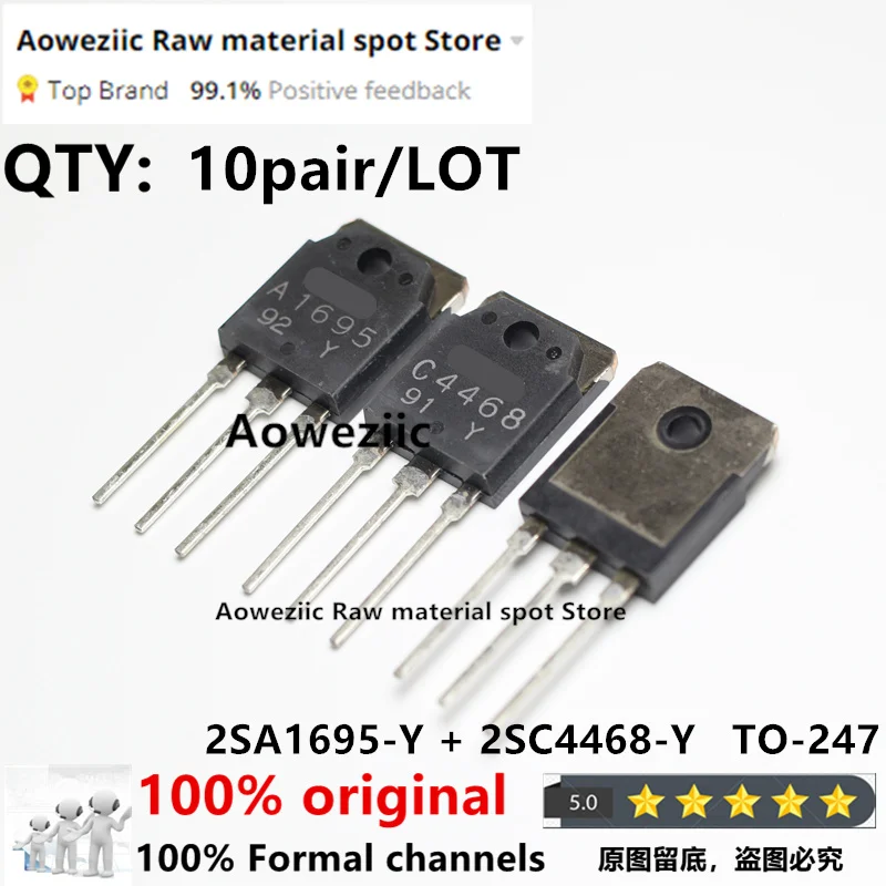 Aoweziic 2019+ 100% New Imported Original 2SA1695-Y 2SC4468-Y 2SA1695 2SC4468  A1695 C4468 TO-247 Power Amplifier Transistor